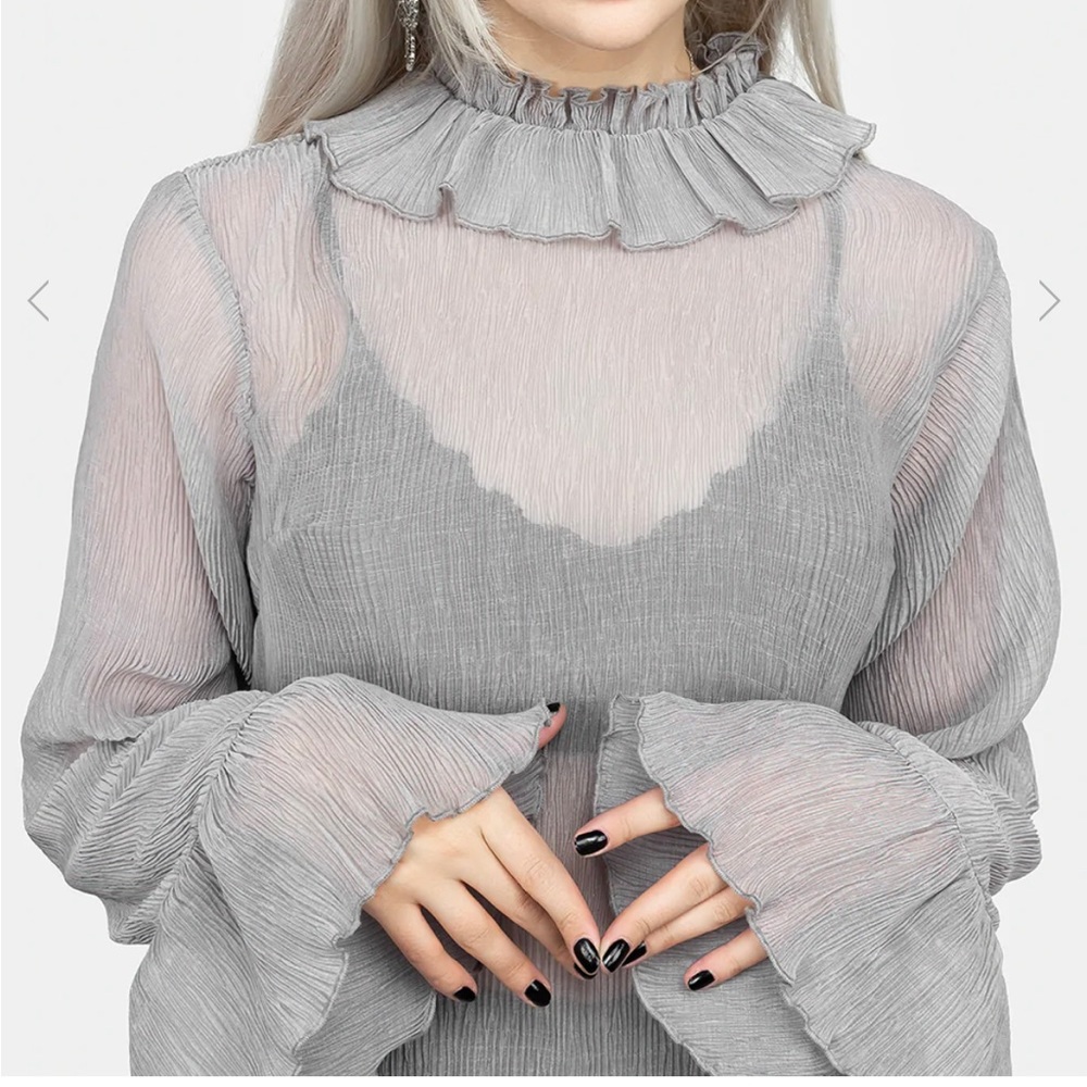 DISTURBIA Rey Sheer Ruffle Top size UK 20 🇬🇧